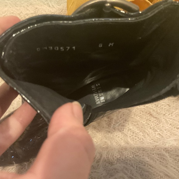 Vintage 90's Black Croc Embossed Booties by Stuart Weitzman - Picture 4 of 5